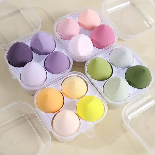 Customiser avec prénom - Lot de 4 beauty blender avec boite de rangement - 4 coloris disponibles