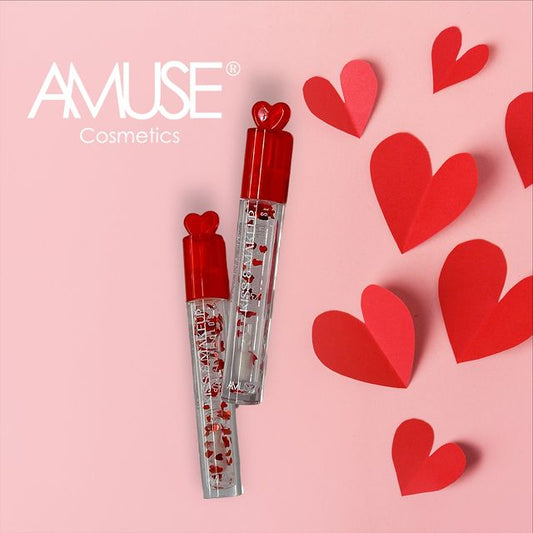 Gloss hydratant d'Amuse - Kiss & Make Up - avec petit coeur rouge brillant